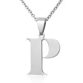 Montebello Montebello, grote edelstalen letter met ketting, P