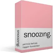 Snoozing - Topper - Hoeslaken - 160x220 Cm - Percale Katoen - Roze
