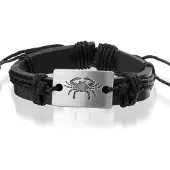 Montebello Armband Kreeft - Unisex - Leer - Metaal- Sterrenbeeld - ?20 - 23 cm