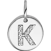 Trendjuwelier huiscollectie Bedel Letter K Zirkonia Zilver
