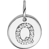 The Jewelry Collection Bedel Letter Q Zirkonia - Zilver