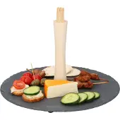 Alpina Serveerschaal voor hapjes/amuses - rond - 30x30cm - met ca 100 bamboe cocktailprikkers