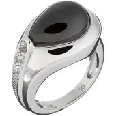Orphelia ZR-3624/50 Zilver Ring Black Zirconium Pear Cab