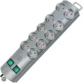 Brennenstuhl Primera-Line stekkerdoos 10-voudig zilver 2m H05VV-F 3G1,5 de stopcontacten zijn schakelbaar per 5 *FR*