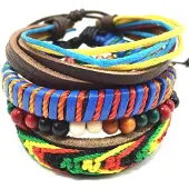 Montebello Armbanden Rho - Unisex - Leer - Kralen - Touw - ?19 - 23 cm