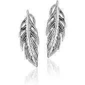 Montebello Oorbellen Sagittaria - Dames - Zilver Gerhodineerd - Veer - 16 mm