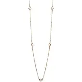 Casa Jewelry Collier Pom White - Ketting met hanger - 90 cm - Rosé verguld