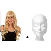 Partyxplosion Pruik Mila blond met highlights +pruikenhouder