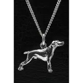 MOOYE ® - Collectie Zilveren Weimaraner korthaar ketting hanger - groot