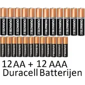 Duracell 12 Stuks AA + 12 Stuks AAA Alkaline Batterijen