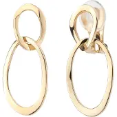 Traveller Clip Oorbellen - Oorclips Dames - Hangers - Goud - Schakels - Dubbele Ovaal - 22kt Verguld - 33 x 15 mm - 157230