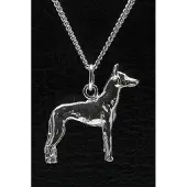 MOOYE ® - Collectie Zilveren Podenco canario ketting hanger - groot