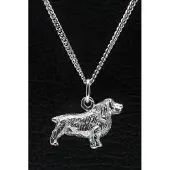 MOOYE ® - Collectie Zilveren Sussex spaniel ketting hanger - groot