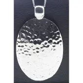 MOOYE ® - Collectie Zilveren Ovaal gehamerd XL ketting hanger