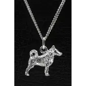 MOOYE ® - Collectie Zilveren Schipperke met staart ketting hanger - groot