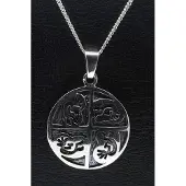 MOOYE ® - Collectie Zilveren Indiaan Kokopelli rond kwartet hopi style ketting hanger