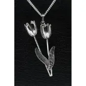 MOOYE ® - Collectie Zilveren Tulpen ketting hanger - duo