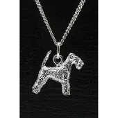 MOOYE ® - Collectie Zilveren Lakeland terrier met staart ketting hanger - groot