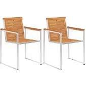 vidaXL Tuinstoelen 2 st massief acaciahout en roestvrij staal