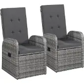 vidaXL Tuinstoelen 2 st verstelbaar met kussens poly rattan grijs