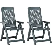 vidaXL Opklapbare ligstoelen, 2 stuks, groen plastic.