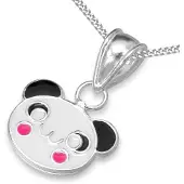 Montebello Princes Ketting Baklis - Meisjes - 925 Zilver - Epoxy - Panda - 12 x 9 mm - 38 cm