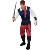 Vegaoo - Rood en zwart gestreept piratenkostuum voor mannen