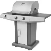 vidaXL Gas Grill met Branders met wiel Zilver Staal met Metalen Slang