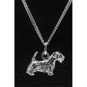 MOOYE ® - Collectie Zilveren Saelyham terrier met staart ketting hanger - groot