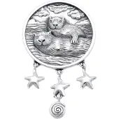 MOOYE ® - Collectie Zilveren Zee Otters in ring XL kettinghanger