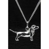 MOOYE ® - Collectie Zilveren Basset artesien normand ketting hanger - groot