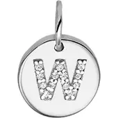 Trendjuwelier huiscollectie Bedel Letter W Zirkonia Zilver