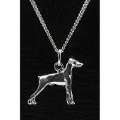 MOOYE ® - Collectie Zilveren Dwergpincher oren ongecoupeerd ketting hanger - groot