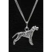 MOOYE ® - Collectie Zilveren Spinone met staart ketting hanger - groot
