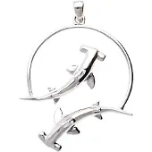 MOOYE ® - Collectie Zilveren Hamerhaai duo in ring kettinghanger