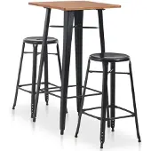 vidaXL 3-delige barset, staal, zwart