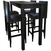 vidaXL Bartafel met 4 barkrukken zwart