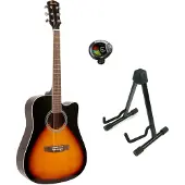 Fazley W40-SB akoestische western gitaar sunburst + statief + stemapparaat