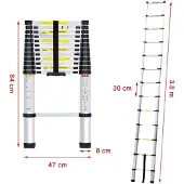 VDT telescopische ladder 3,8m Telescoopladder, uitschuifbaar, Aluminium