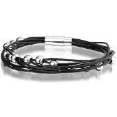 Montebello Armband Havana - Dames - Leer - 316L Staal - Magneet - Bol - ?5 mm - 19 cm