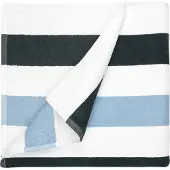 The One Towelling The One Strandlaken Stripe 90x190cm Antraciet/Licht Blauw