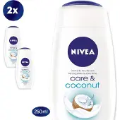 Nivea Care & Coconut Douchecrème - 2 x 250 ml - Voordeelverpakking