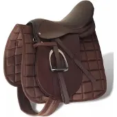 vidaXL Echt lederen paardrijzadel 17.5" 18 cm (5-in-1 set. bruin)