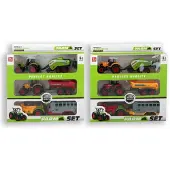 Jonotoys 6 delige tractor set met 2 tractors en 4 aanhangers