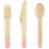 My Dream Day Partydeco - Bestek set Kraft Pink hearts (6 sets)