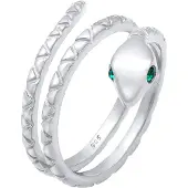 Elli - Elli Ringen Dames Slang Pinky Modern met kristallen in verguld 925 Sterling Zilver