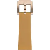 Marc Coblen Siliconen Rubber Horlogebandje 22mm geschikt voor Samsung Galaxy Watch / Gear S3 / Garmin Vivoactive / Huawei Watch GT - Lichtbruin met Rosegouden Gesp