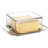 GEFU BRUNCH Botervloot 125 g – 14 x 8 cm – RVS/Kunststof – Transparante Deksel
