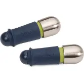Joseph Joseph wijnstopper 2 cm in roestvrij staal blauw/zilver 2 stuks