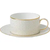 Wedgwood Arris theekop met schotel Wit
